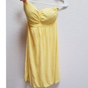F21 Yellow Strapless Dress